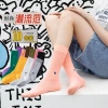 Dongdaemun, South Korea, mid-tube "Dui Dui" socks, Spring and autumn solid color candy color, popular "R Letter label" long tube socks for women Specification image